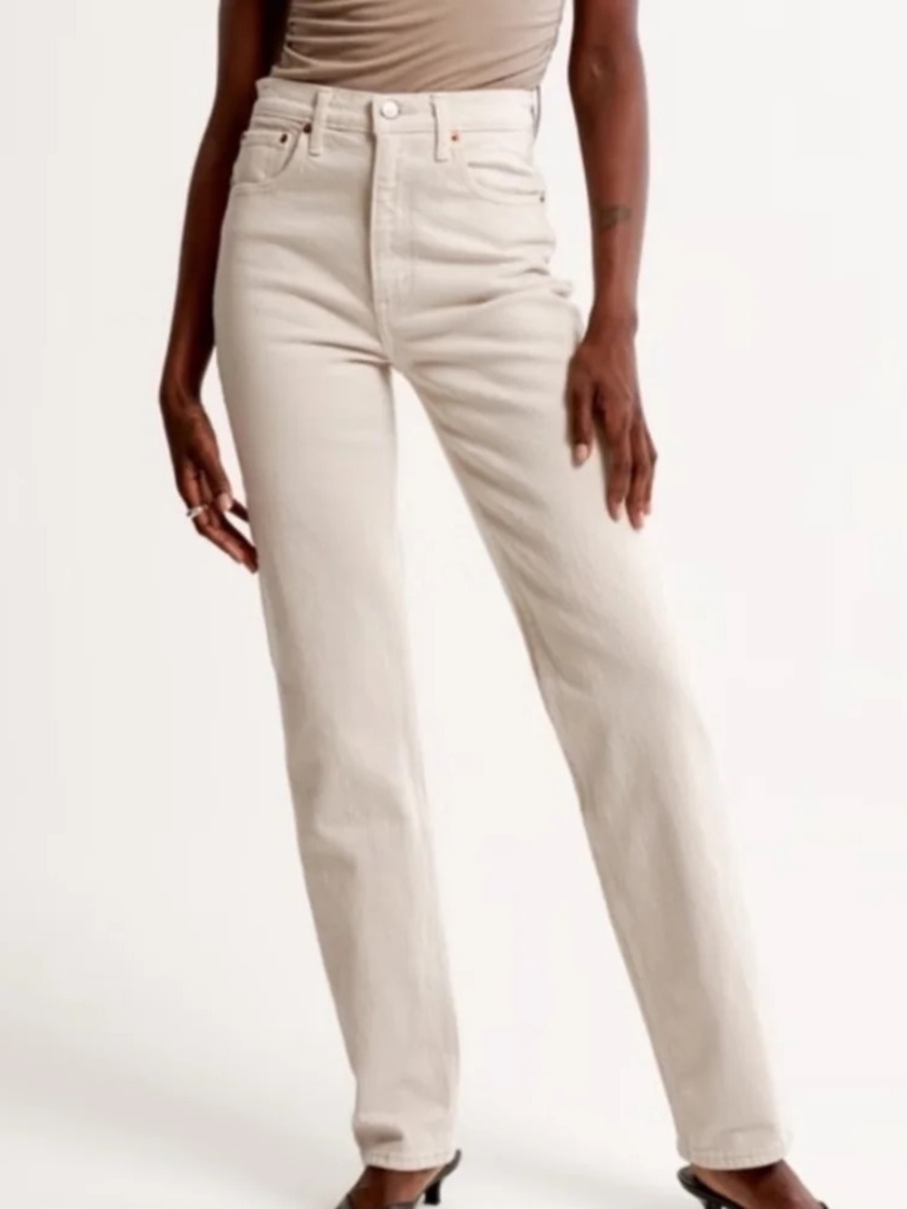 Abercrombie & Fitch Cream 90s Straight Ultra High-Rise Jeans
